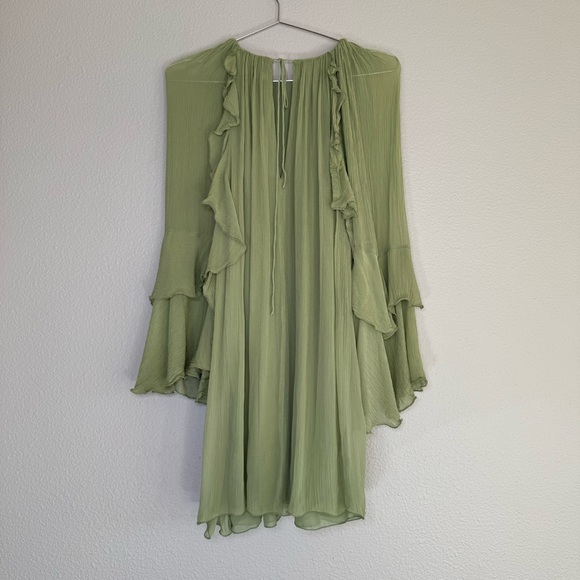 Mango Light Green Ruffled Dress - Picture 4 of 16